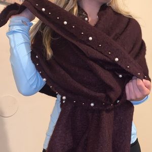 Purple scarf wrap with pearls